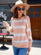 Striped Pullover Lightweight Crewneck Long Sleeve Sweaters Casual Knit Tops Sai Feel